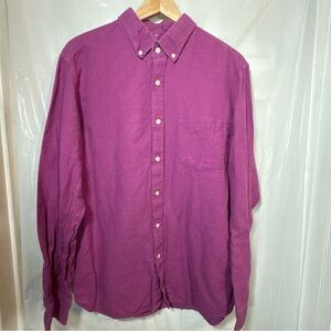 Banana Republic Shirt Womens‎ Large Long Sleeve Button Up Purple Linen Cotton